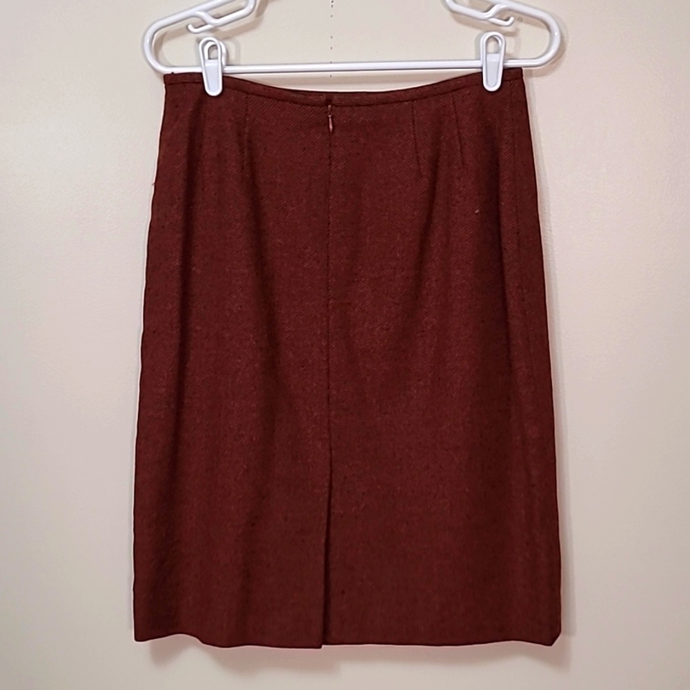 Vintage Le Suit Petite Rust Tweed Skirt Suit Blazer Jacket Size 8P - Picture 10 of 13